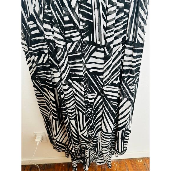 TOCCIN Black White Printed Trapeze High Low Sleeveless Maxi Dress size 20 - Picture 7 of 15